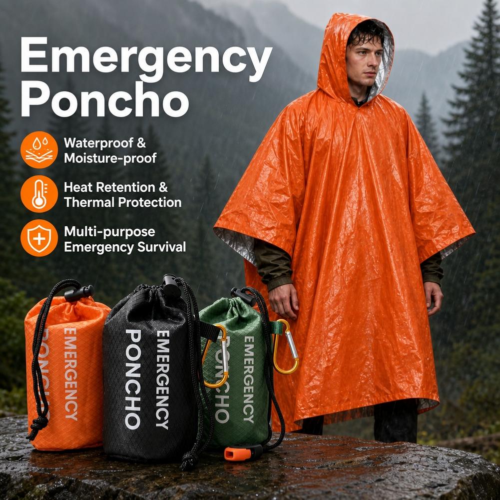 Taşınabilir, Acil Durumlar İçi - Emergency Poncho Rain incelemesi ve fiyatı